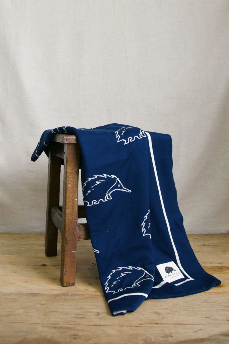 Puggle Blanket (Navy and Natural) - Image 2