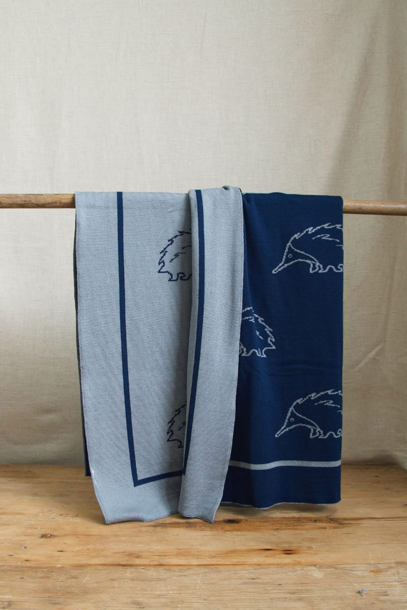 Puggle Blanket (Navy and Light Grey)